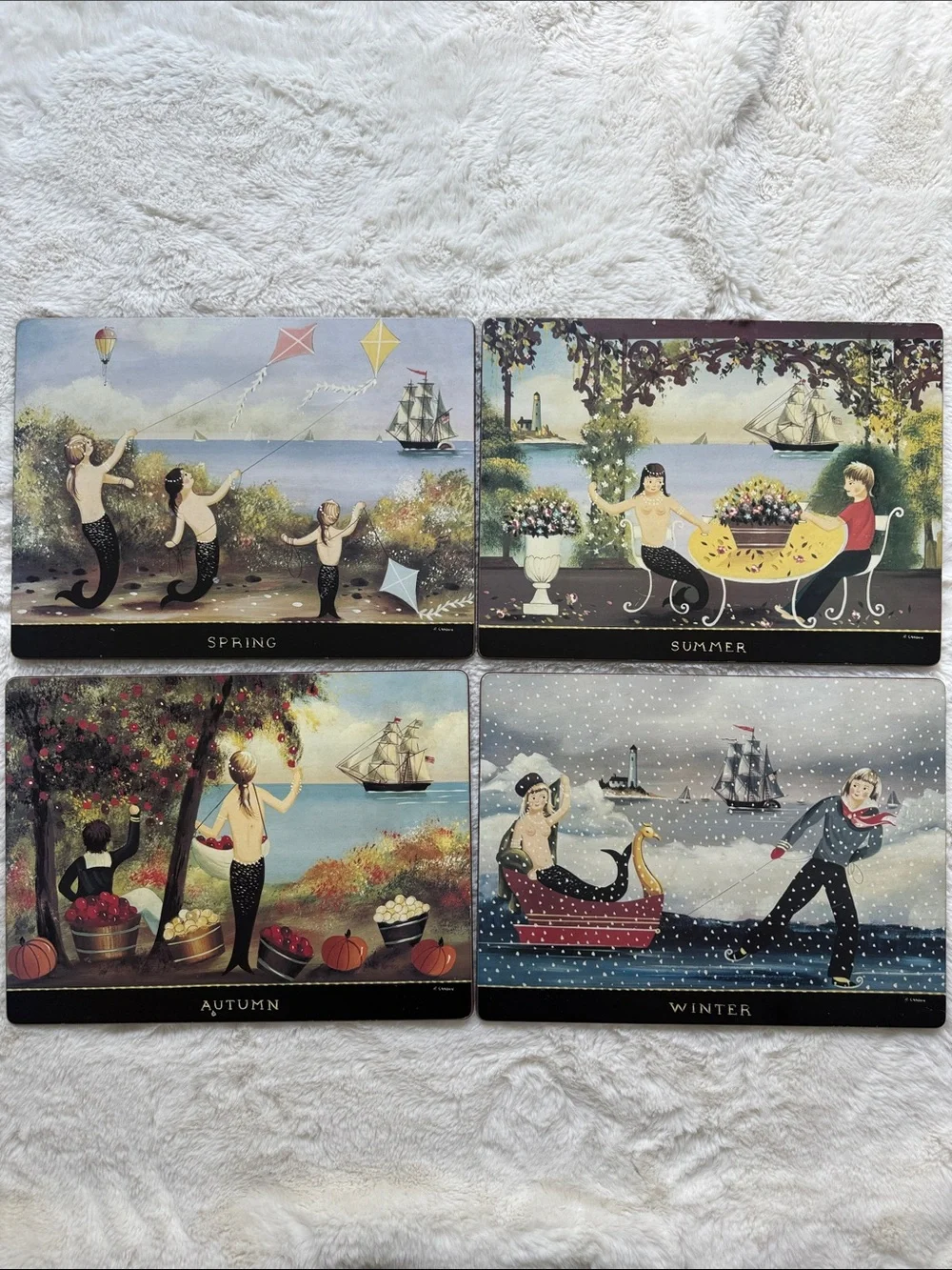 Lady Clare Mermaid And Sailor Set Four Seasons Placemats Coasters With Box
